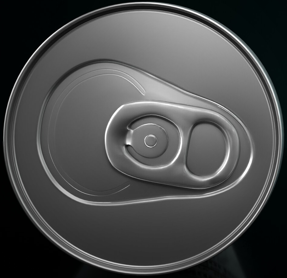 Top view of an aluminum beverage can lid used for AI inspection dataset.