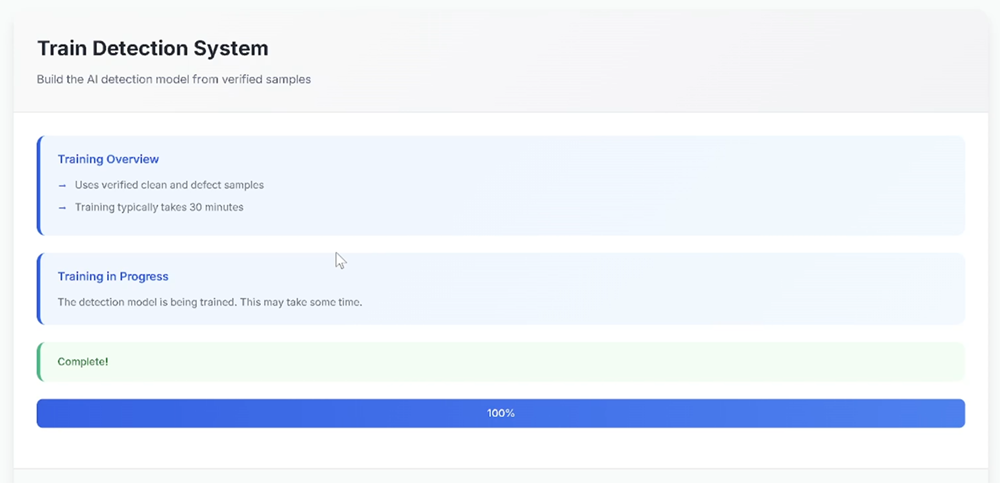 Training Inspection model ZELIA demo screenshot