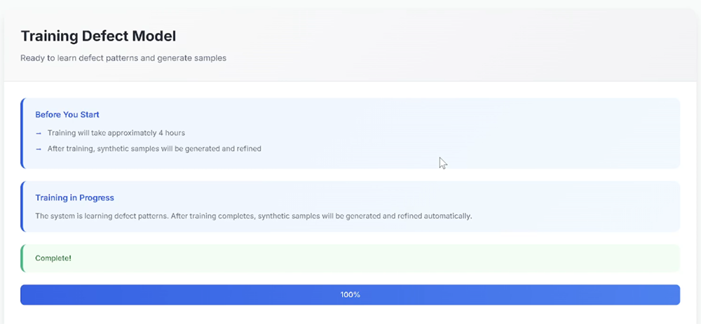 Training Defect Sample Synthetic Data model ZELIA demo screenshot